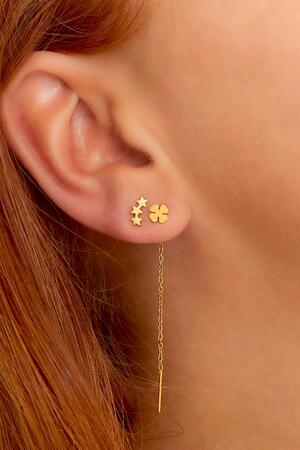 Stainless Steel Chain Earrings Clover Gold h5 Picture2